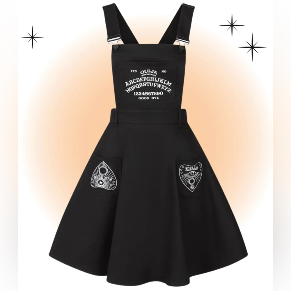 Hell Bunny Samara Dress Pinafore Sun Moon Ouija Board Gothic Wicca SMALL EUC